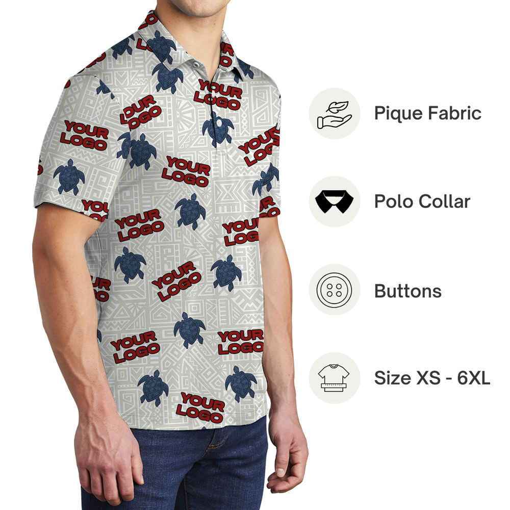 Sea Turtle Custom Logo Pattern Polo Shirt
