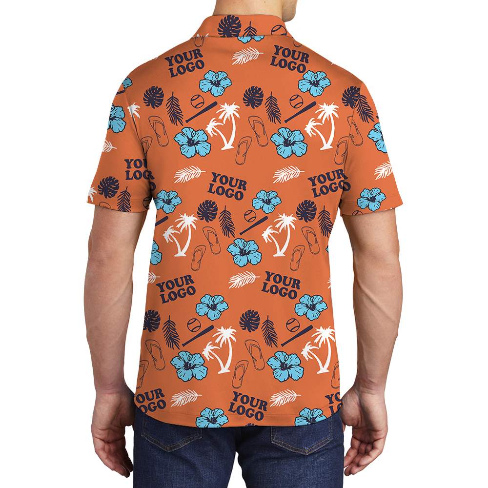 Custom Logo Orange Baseball Themed Polo Shirt