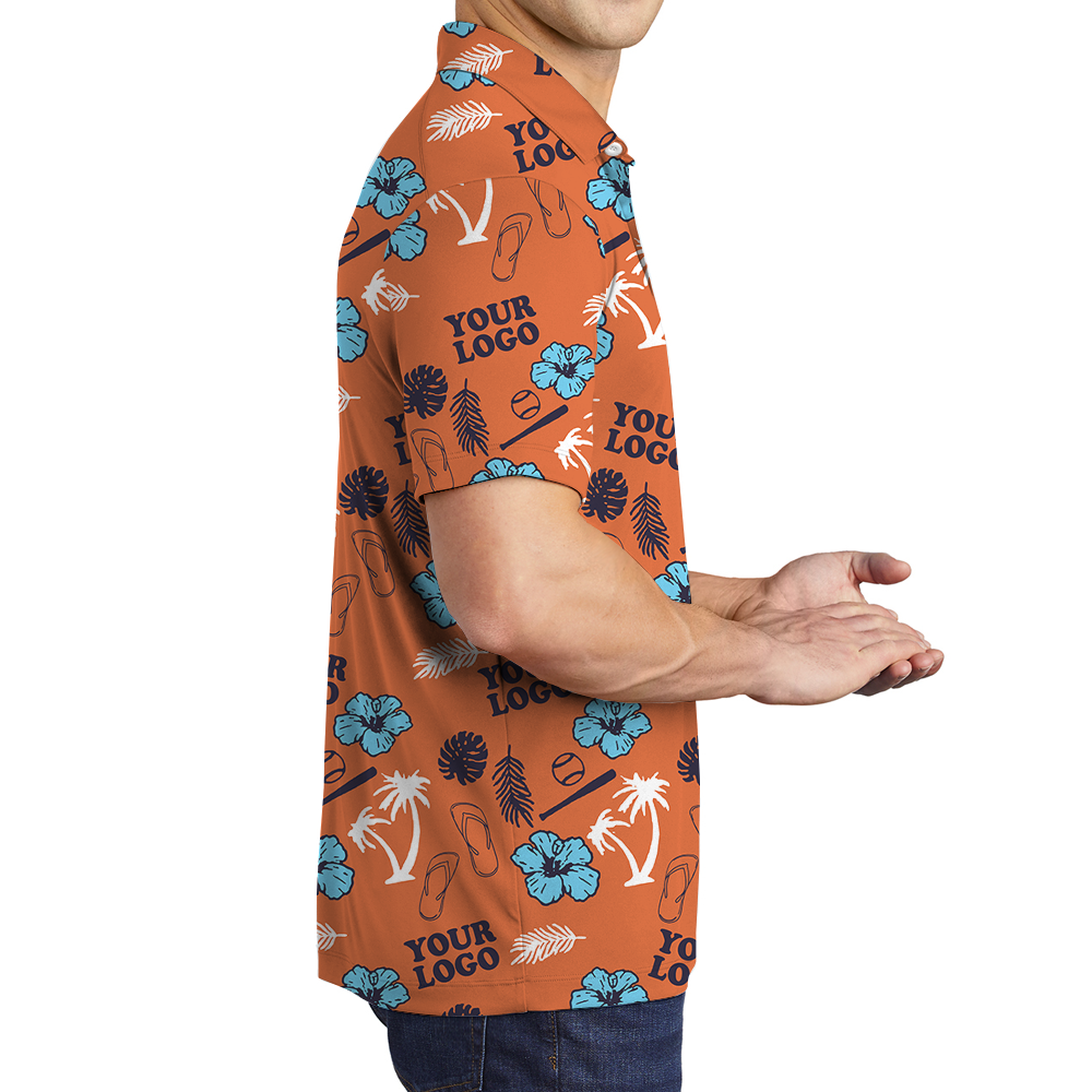 Custom Logo Orange Baseball Themed Polo Shirt