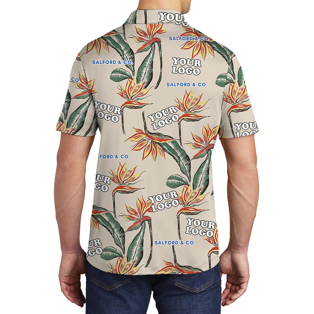 Custom Logo Bird of Paradise Pattern Polo Shirt