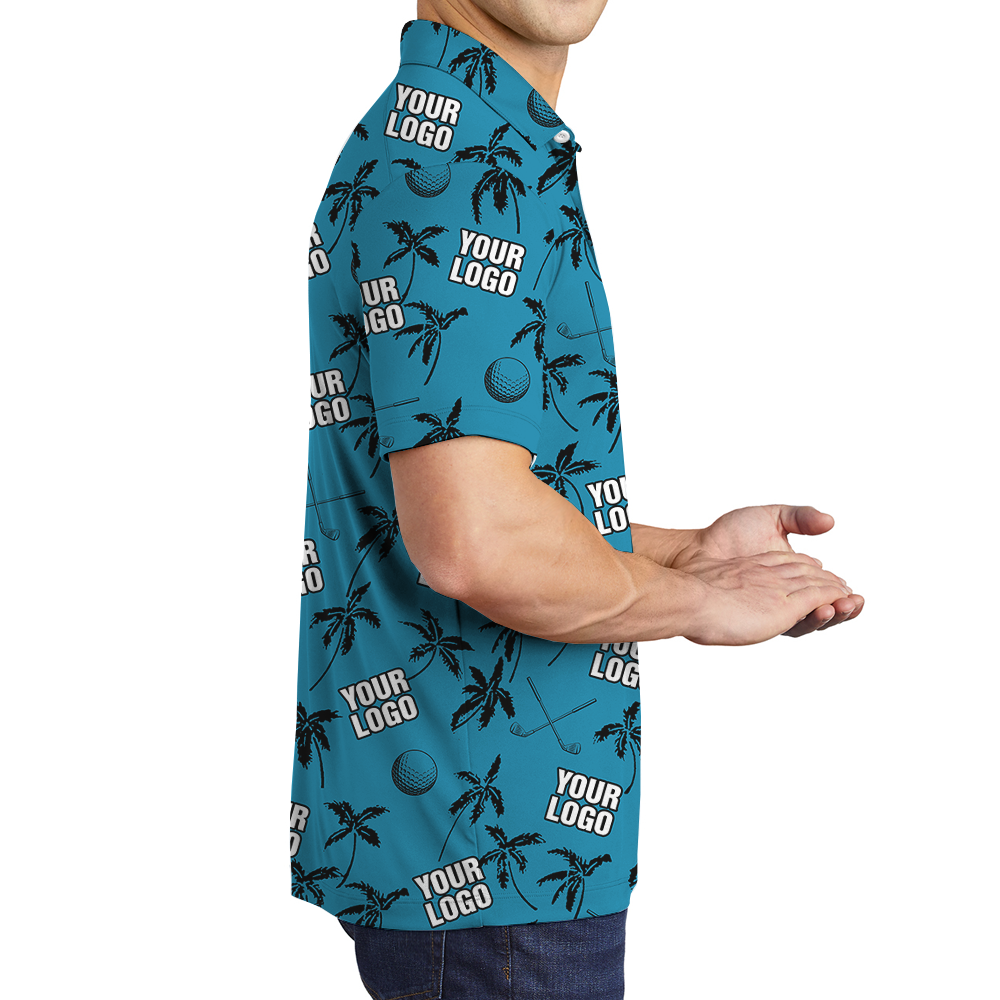 Blue Navy Custom Logo Hawaiian Golf Shirt