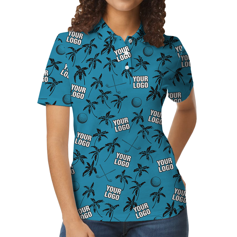 Blue Navy Custom Logo Hawaiian Golf Shirt