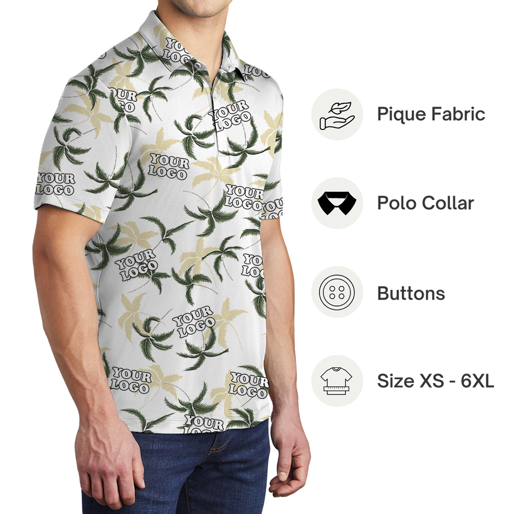 Tropical Palm Tree Custom Logo Polo Shirt