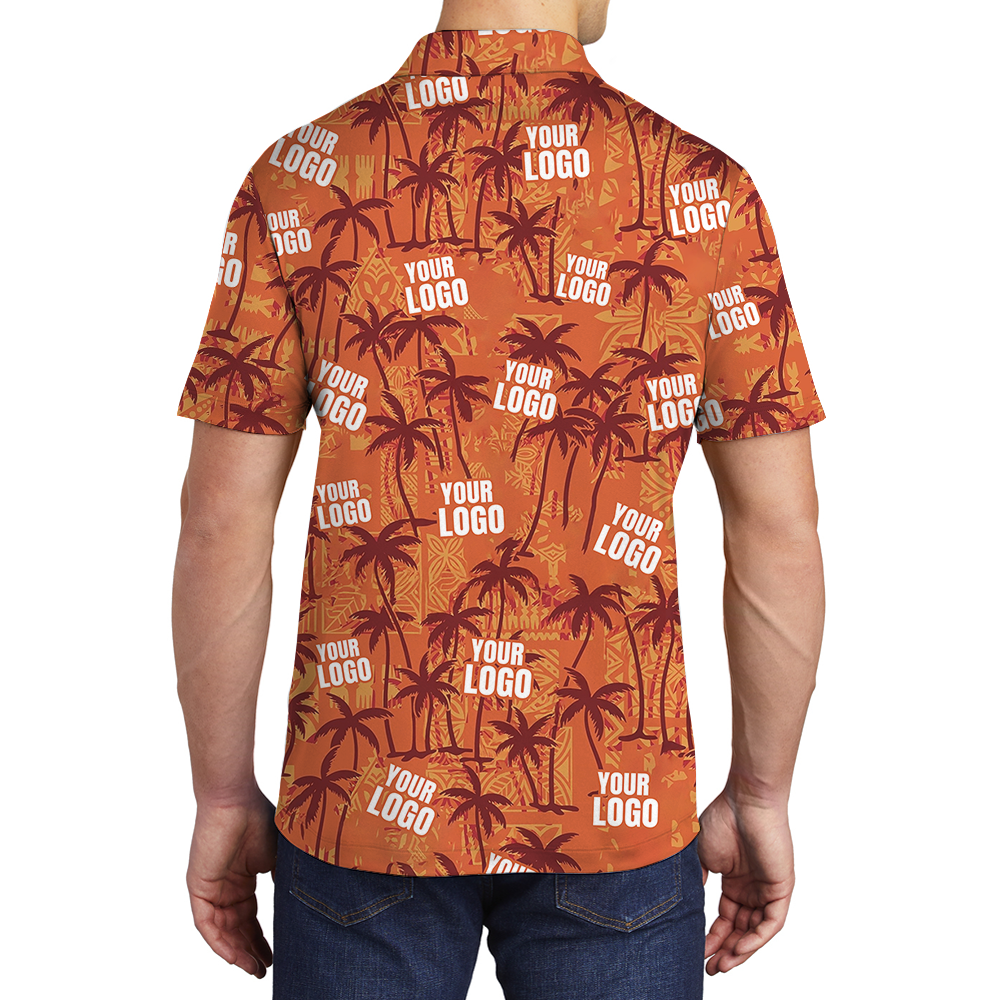 Vintage Custom Logo Orange Palm Polo Shirt