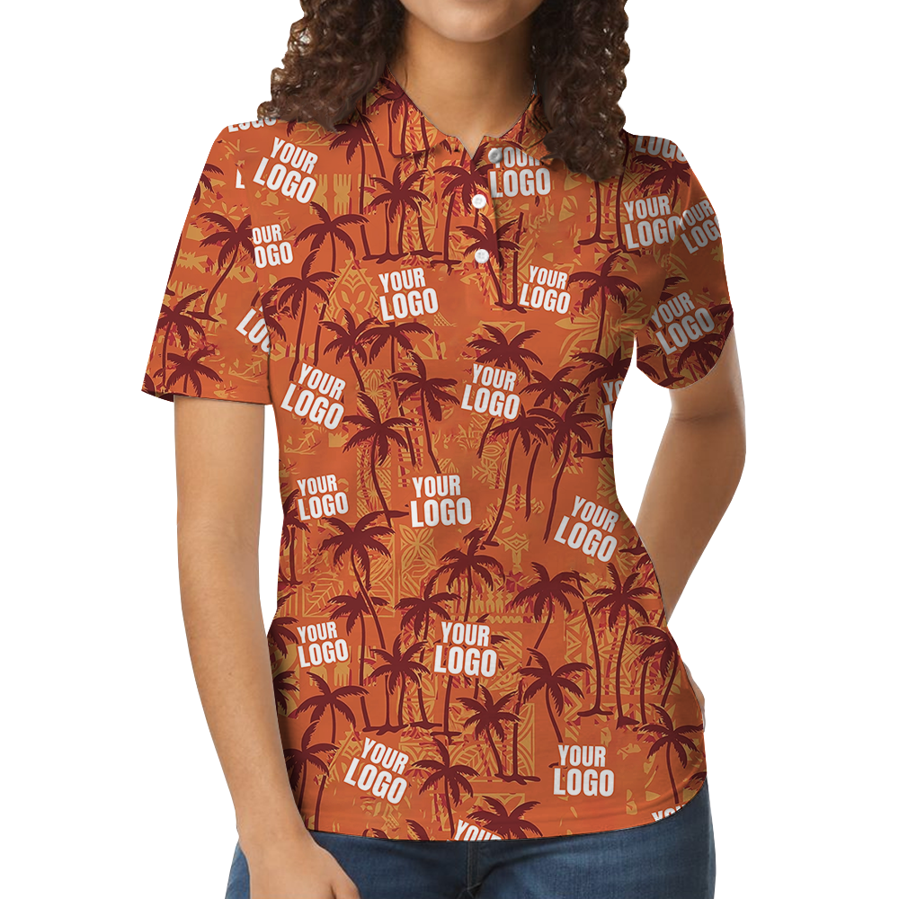 Vintage Custom Logo Orange Palm Polo Shirt