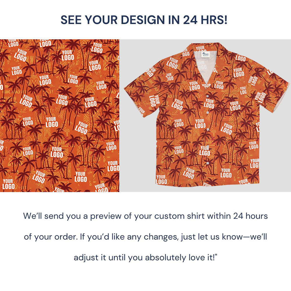 Vintage Custom Logo Orange Palm Hawaiian Shirt