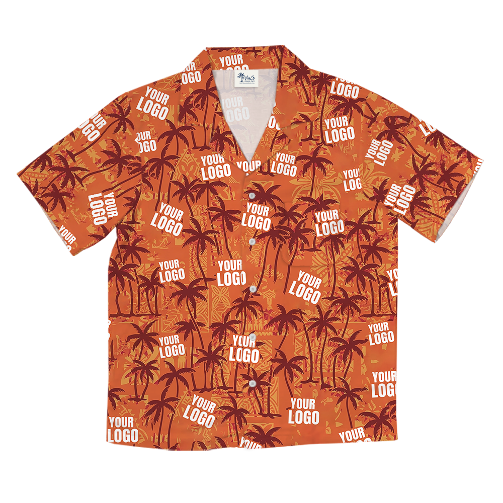 Vintage Custom Logo Orange Palm Hawaiian Shirt