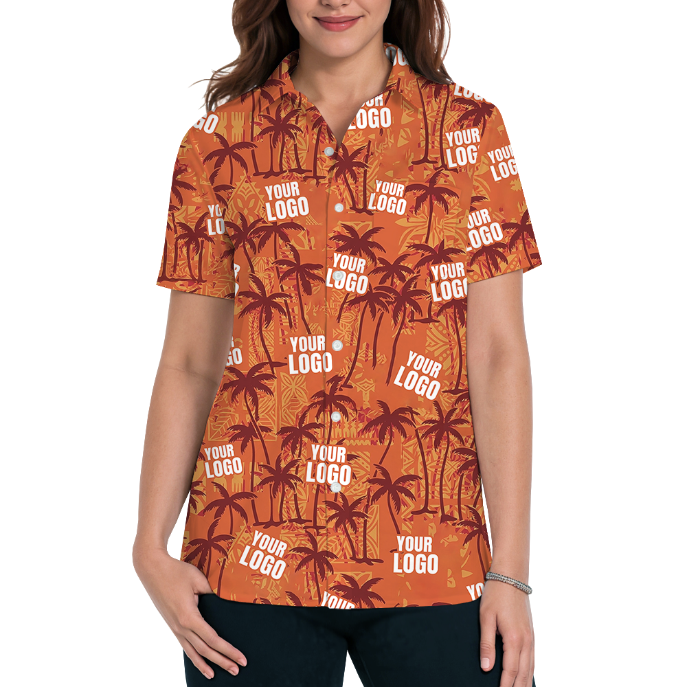 Vintage Custom Logo Orange Palm Hawaiian Shirt