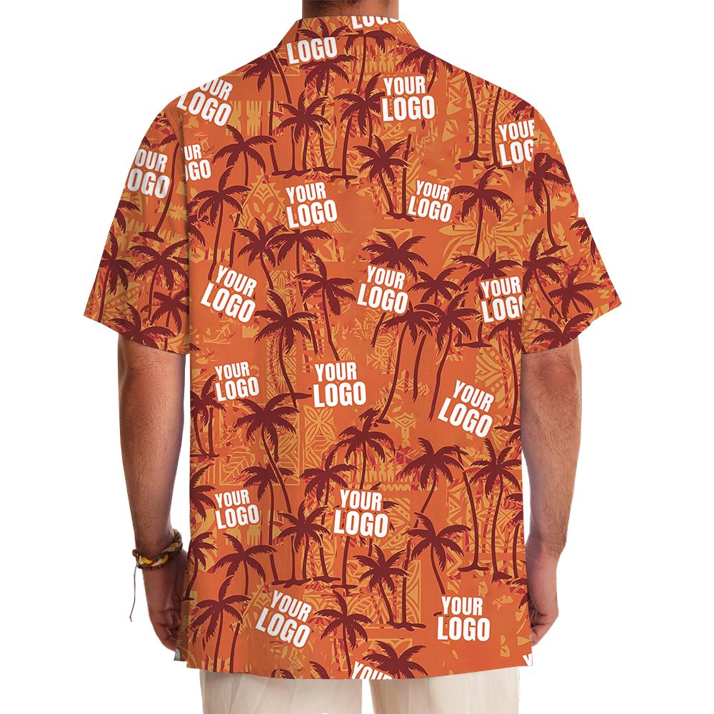 Vintage Custom Logo Orange Palm Hawaiian Shirt