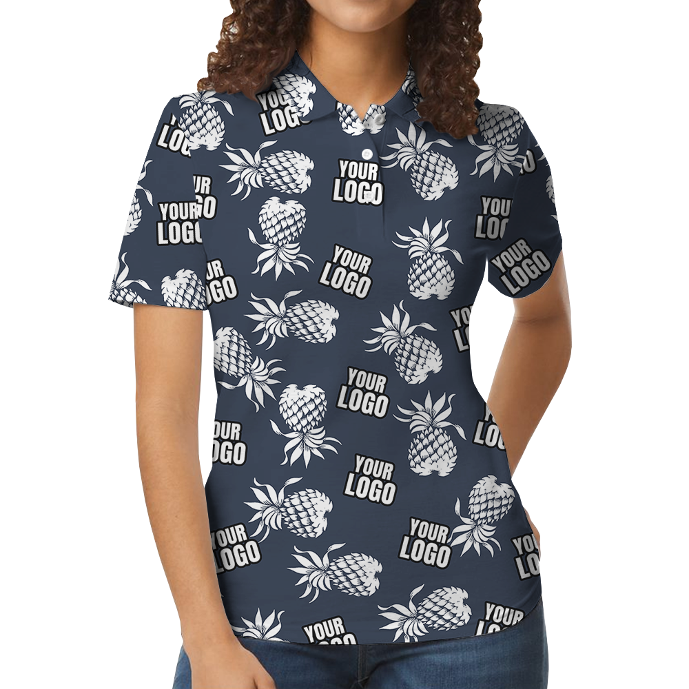 Vintage Custom Logo Navy Pineapple Polo Shirt