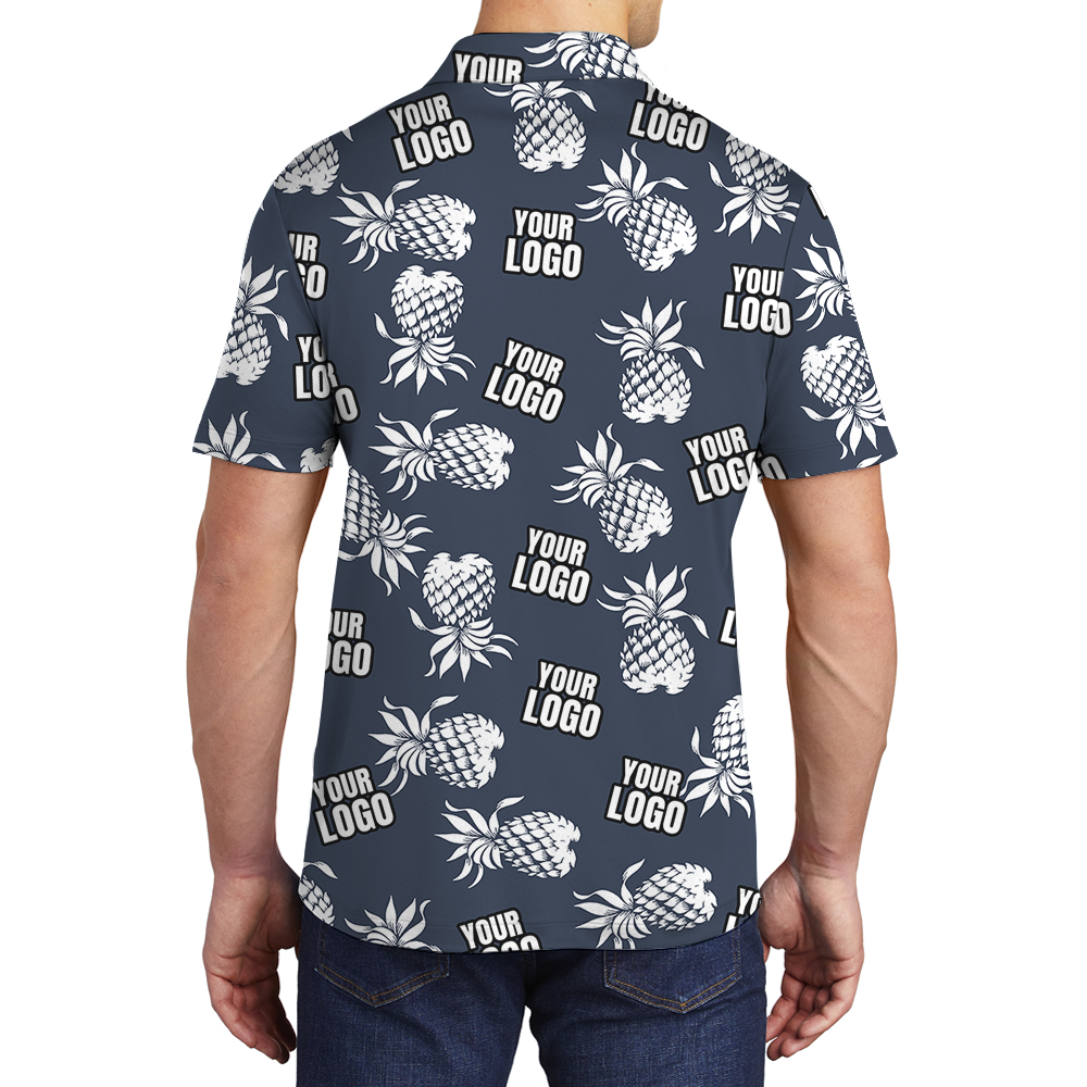 Vintage Custom Logo Navy Pineapple Polo Shirt