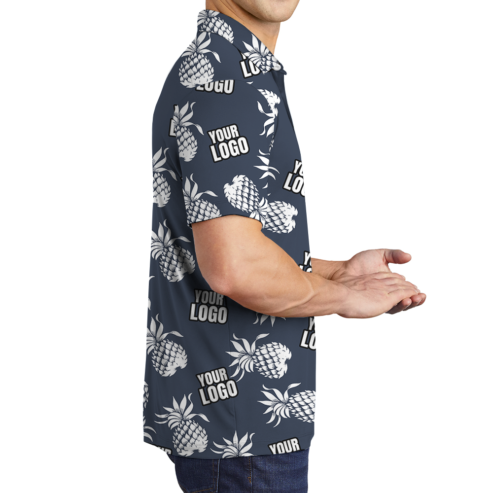 Vintage Custom Logo Navy Pineapple Polo Shirt
