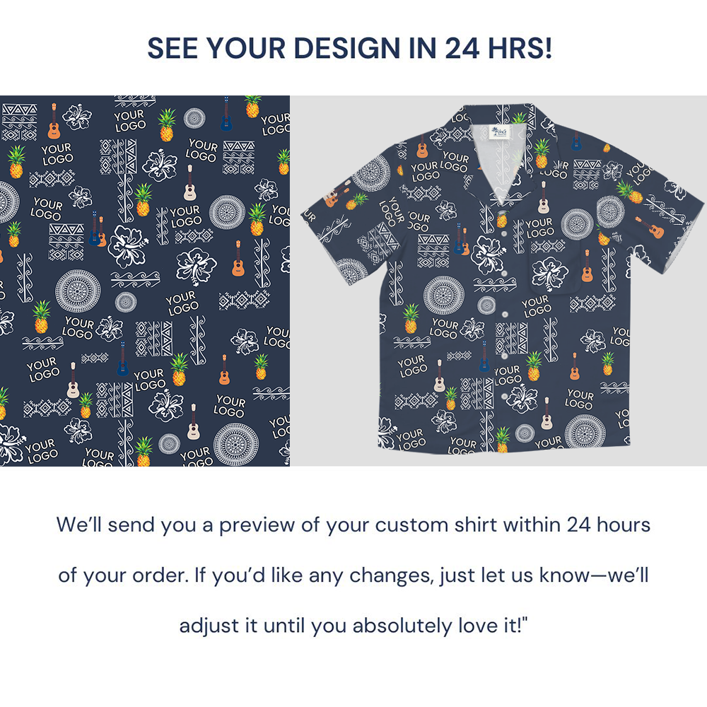 Navy Pineapple Hawaiian Shirt With Custom Logo