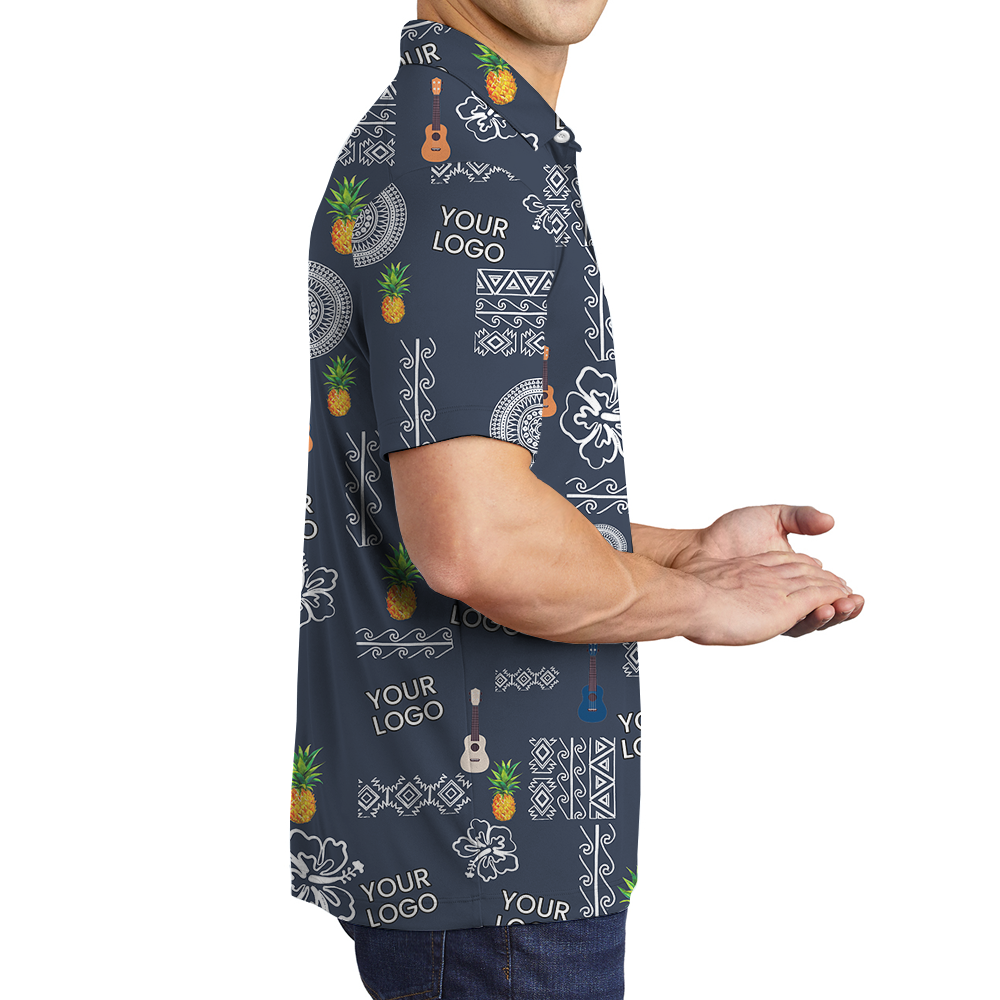 Navy Pineapple Polo Shirt With Custom Logo
