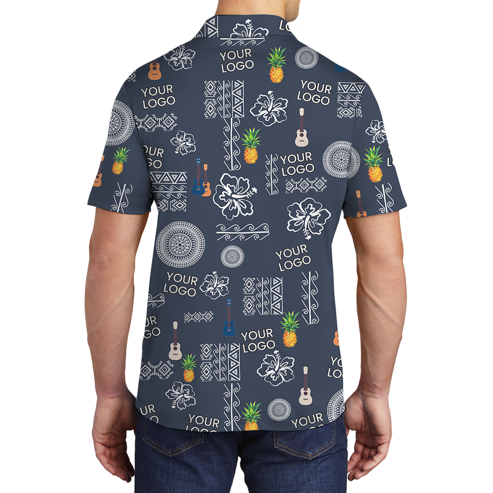 Navy Pineapple Polo Shirt With Custom Logo