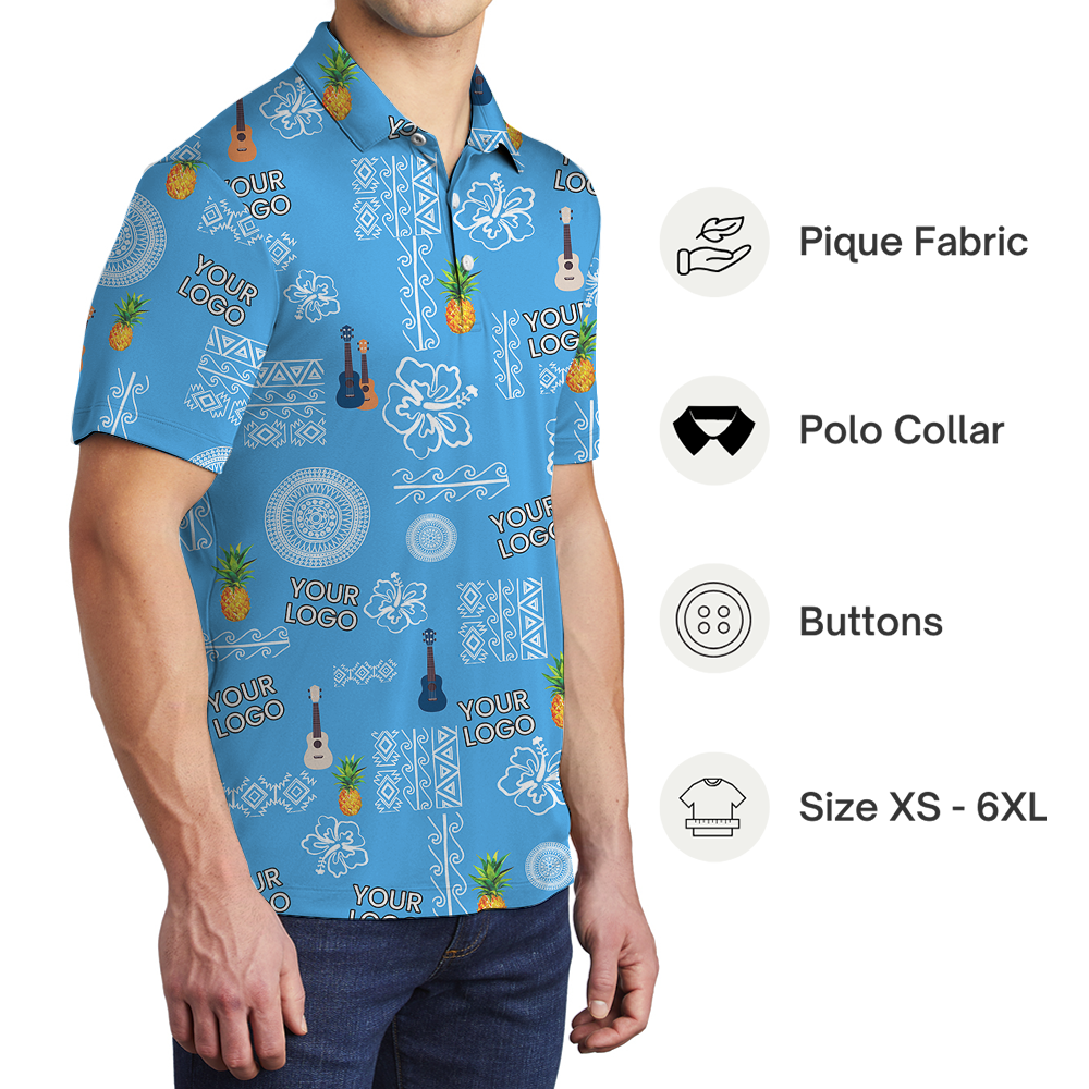 Custom Logo Vintage Blue Polo Shirt For Party