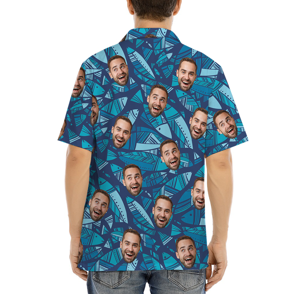Ocean Vibe Custom Face Fish Hawaiian Shirt
