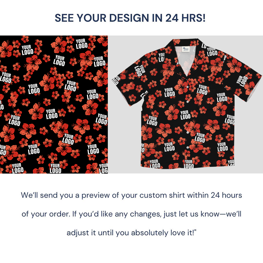 Vintage Custom Logo Black And Red Hibiscus Hawaiian Shirt