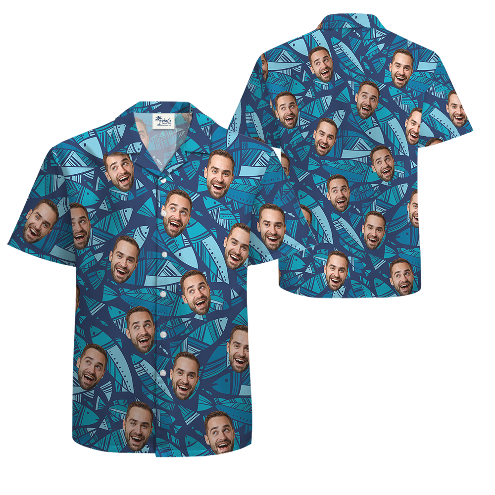 Ocean Vibe Custom Face Fish Hawaiian Shirt