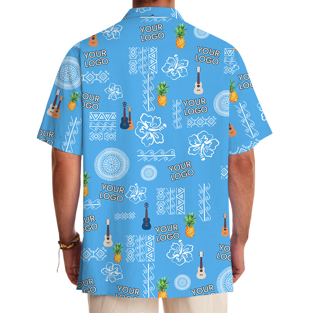 Custom Logo Vintage Blue Hawaiian Shirt For Party