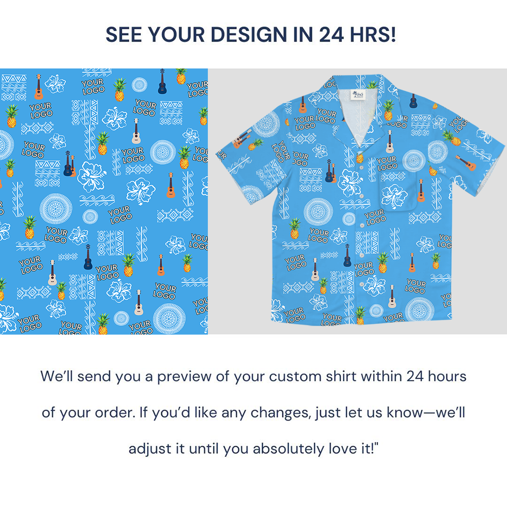 Custom Logo Vintage Blue Hawaiian Shirt For Party