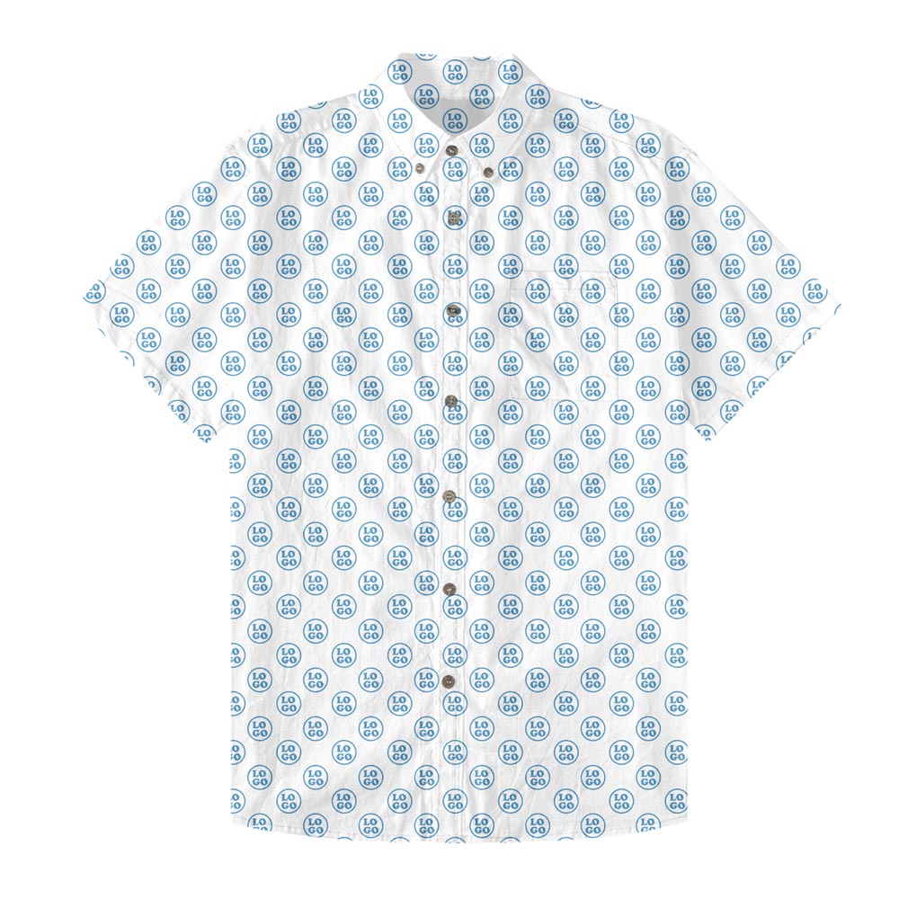 [Live Preview] 100% Cotton Button Down Hawaiian Shirt With Small Logo - variant image 1