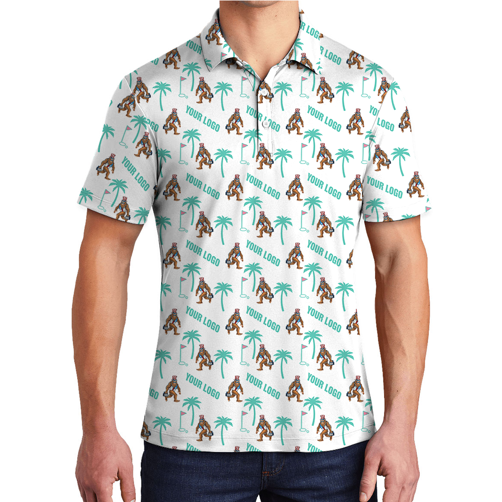 Custom Logo Golf Polo Shirt with Bigfoot and Palm Trees - variant image 1