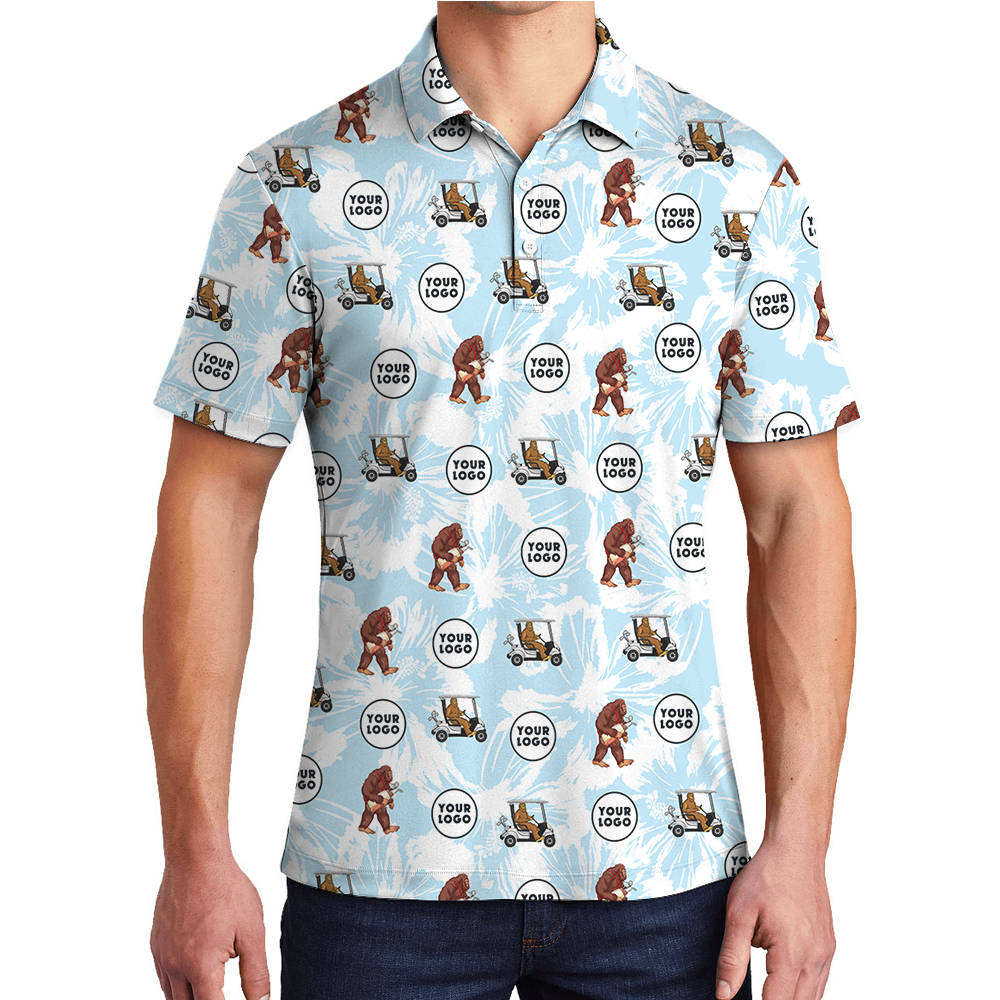Bigfoot White And Blue Custom Logo Golf Polo - variant image 1