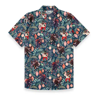 Krampus Jungle Print Button Down Cotton Shirt