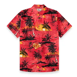 Tropical Sunset Paradise Button Down Cotton Shirt