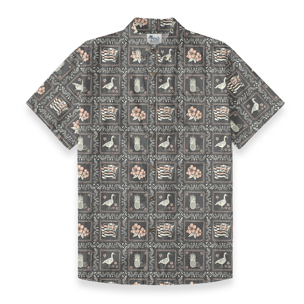 Tropical Pattern Cotton Button Down Men's Shirt - variant image 1