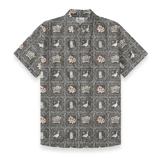 Tropical Pattern Cotton Button Down Men's Shirt