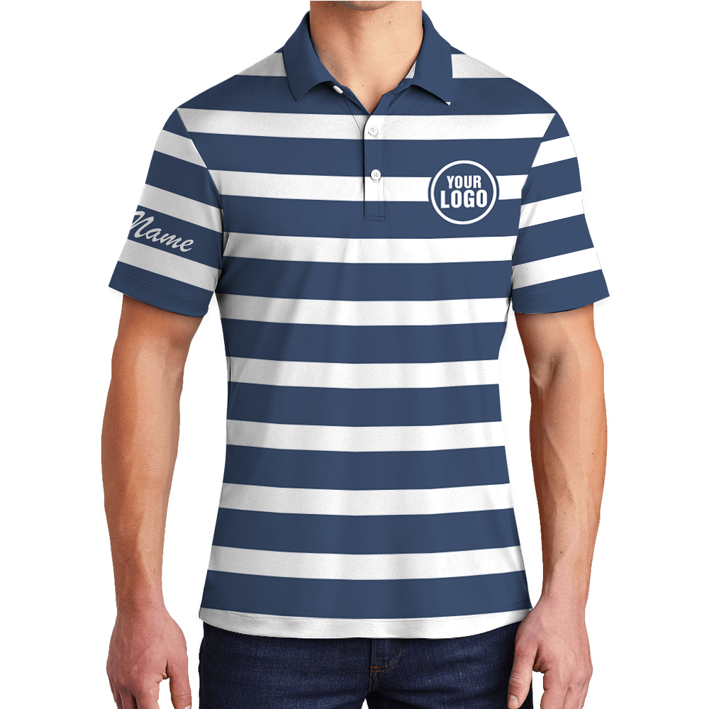 Custom Striped Polo Shirt with Logo and Name - variant image 1
