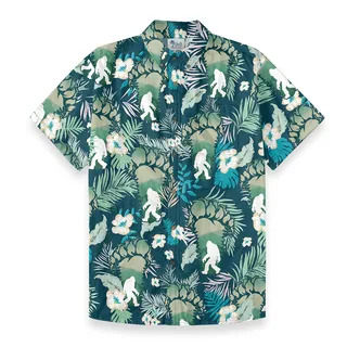 Vibrant Jungle Bigfoot Button Down Cotton Shirt