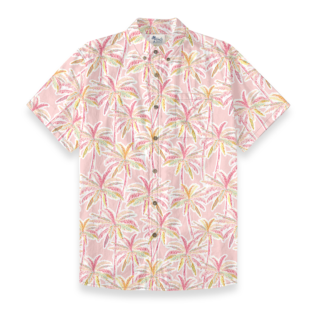 Pink Palm Paradise Button Down Cotton Shirt - variant image 1
