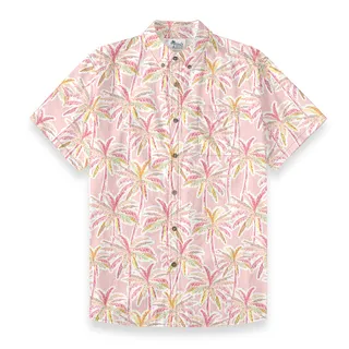 Pink Palm Paradise Button Down Cotton Shirt
