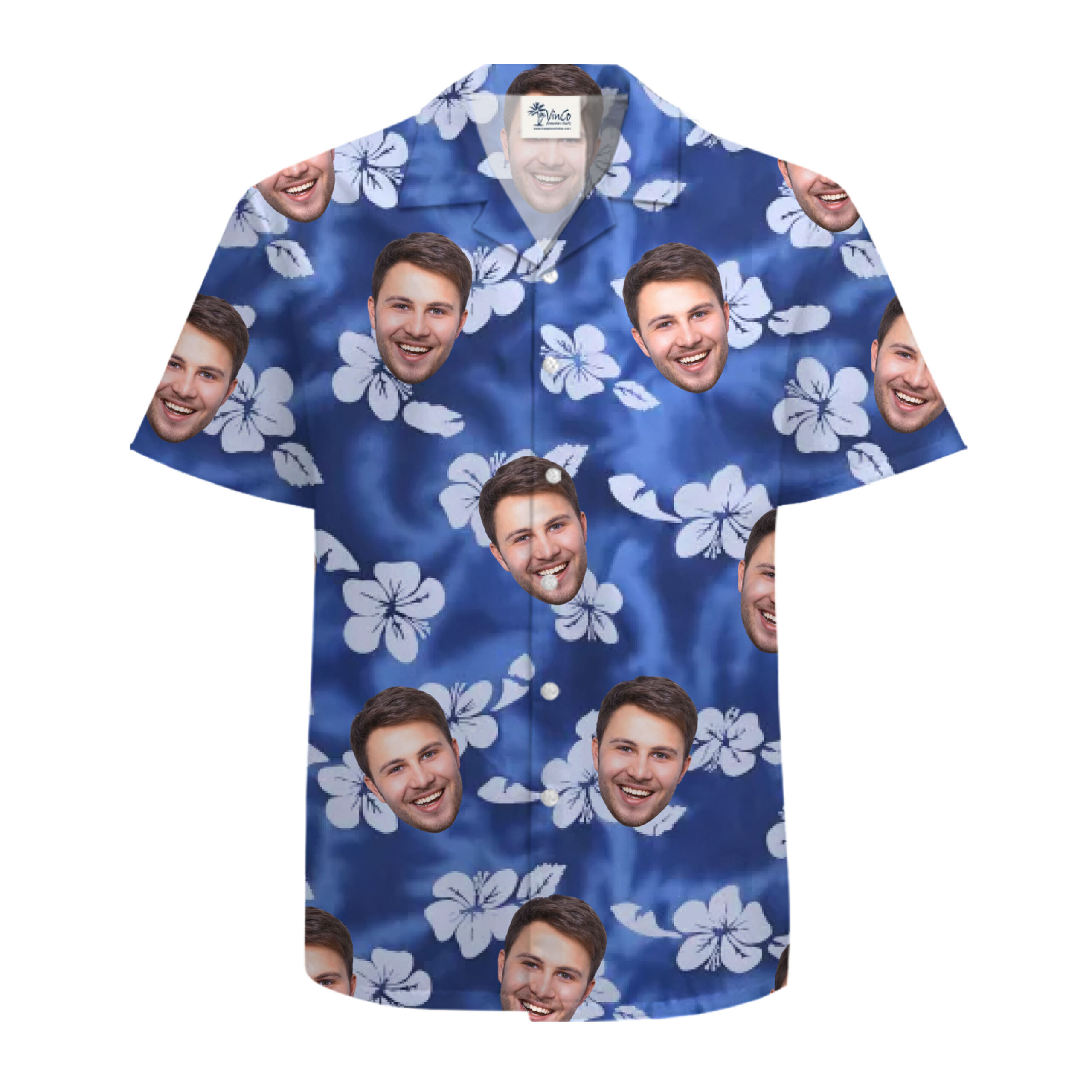Custom Hawaiian Shirt with Face or Logo Palm Splash and New Live Preview - variant image 1
