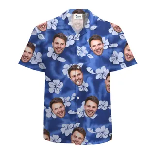 Custom Hawaiian Shirt with Face or Logo Palm Splash and New Live Preview