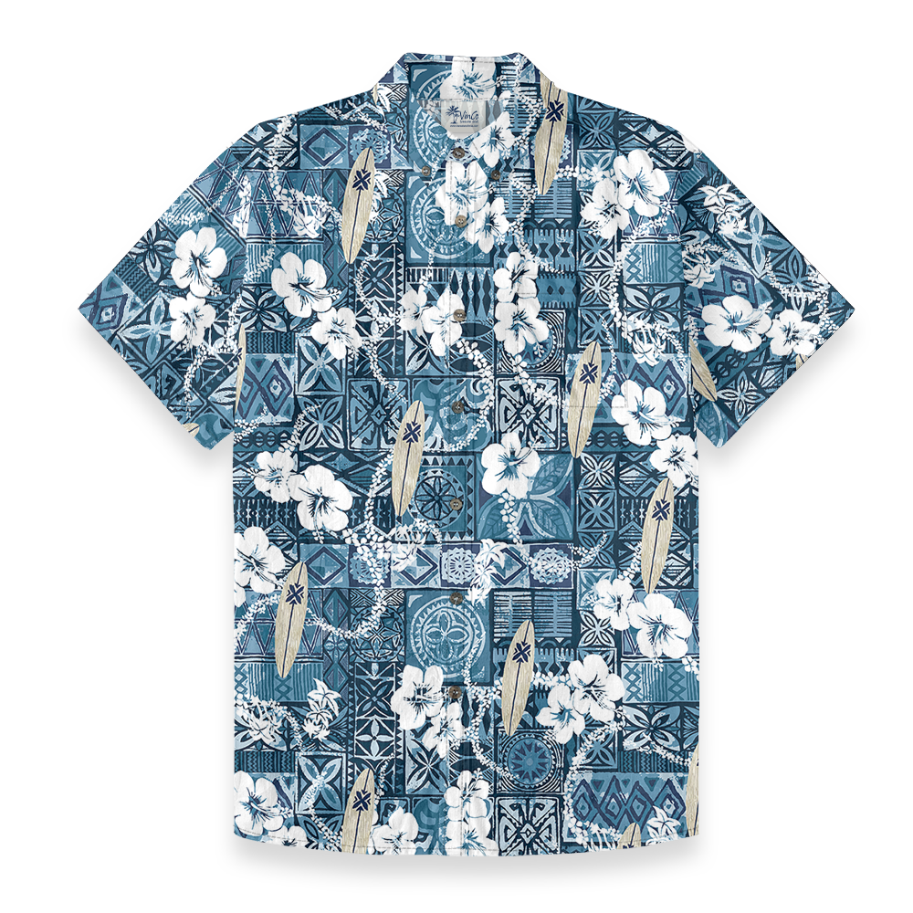 Ocean Vibes Button Down Cotton Hawaiian Shirt - variant image 1