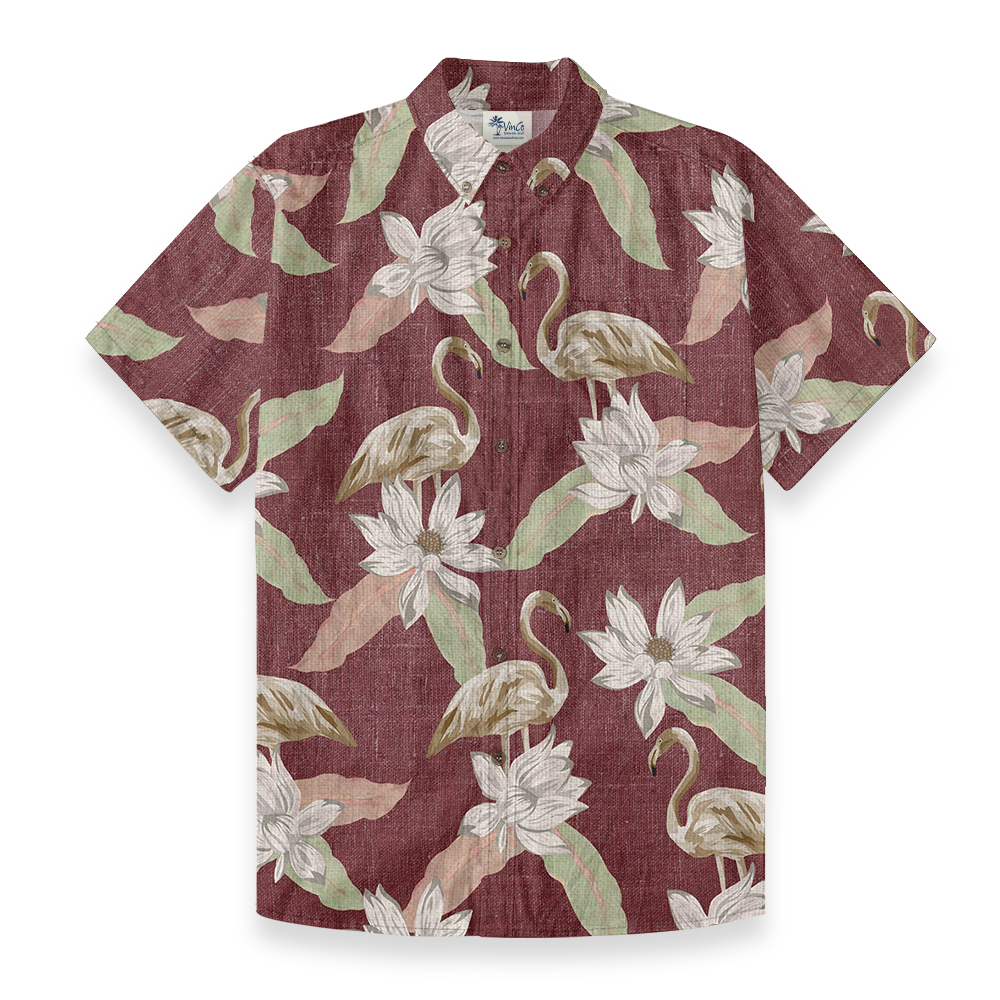 Vintage Flamingo Button Down Cotton Hawaiian Shirt - variant image 1