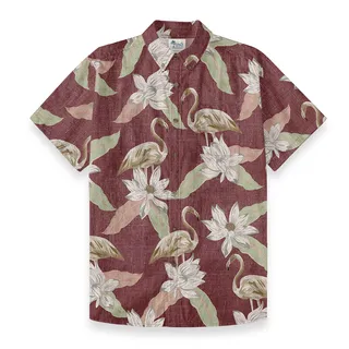 Vintage Flamingo Button Down Cotton Hawaiian Shirt
