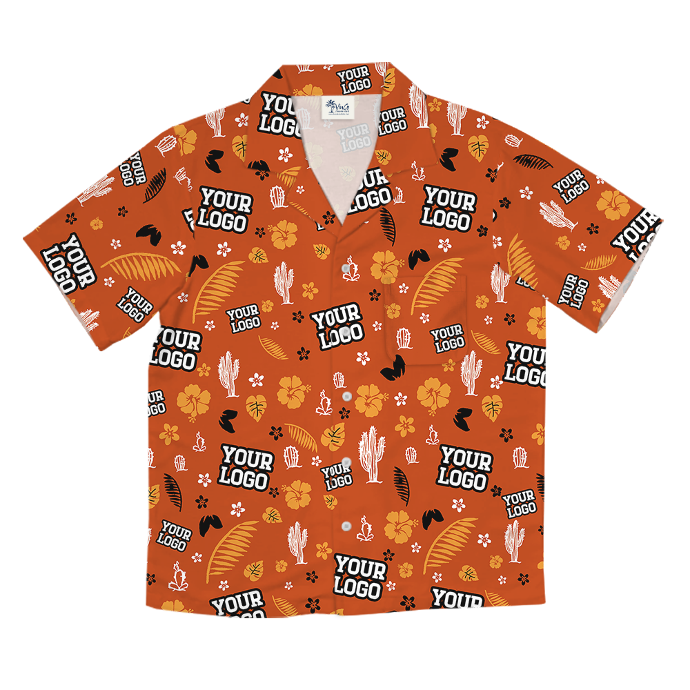 Custom Logo Orange Cactus Hawaiian Shirt For Group
