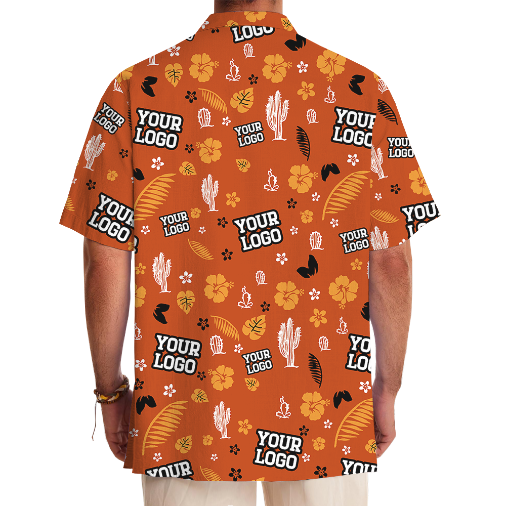 Custom Logo Orange Cactus Hawaiian Shirt For Group