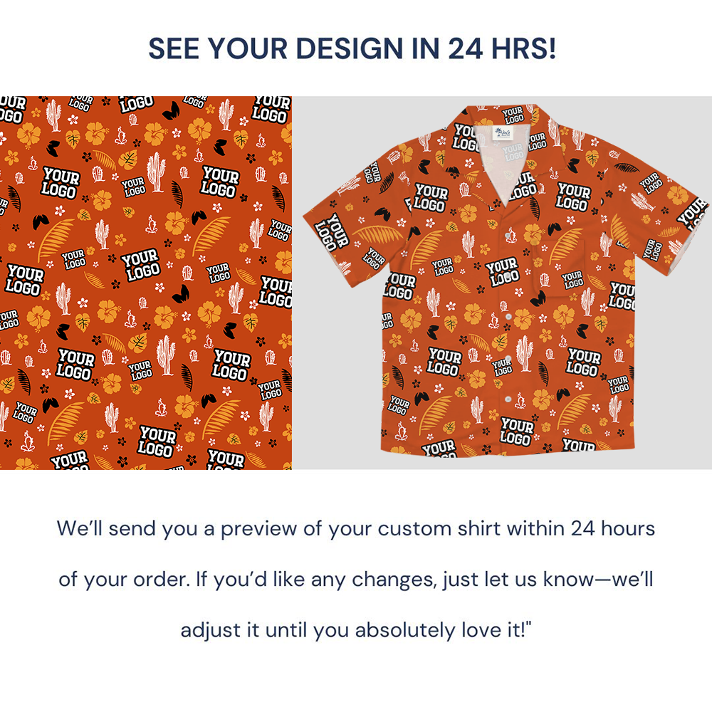 Custom Logo Orange Cactus Hawaiian Shirt For Group