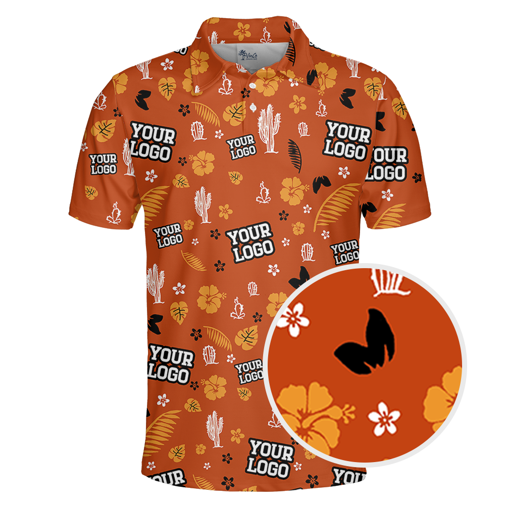Custom Logo Orange Cactus Polo Shirt