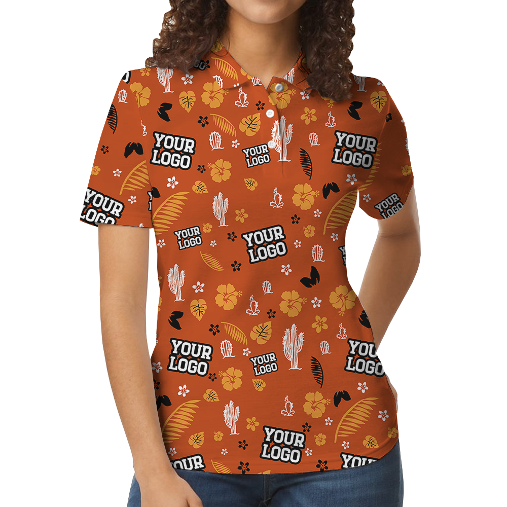 Custom Logo Orange Cactus Polo Shirt