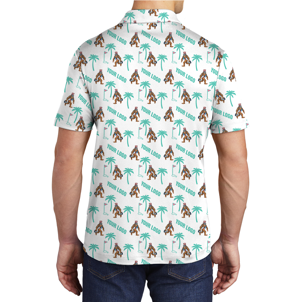 Custom Logo Golf Polo Shirt with Bigfoot and Palm Trees