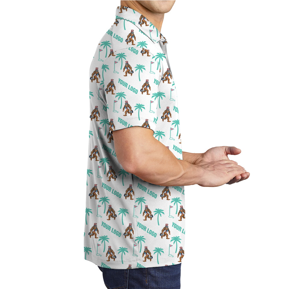 Custom Logo Golf Polo Shirt with Bigfoot and Palm Trees