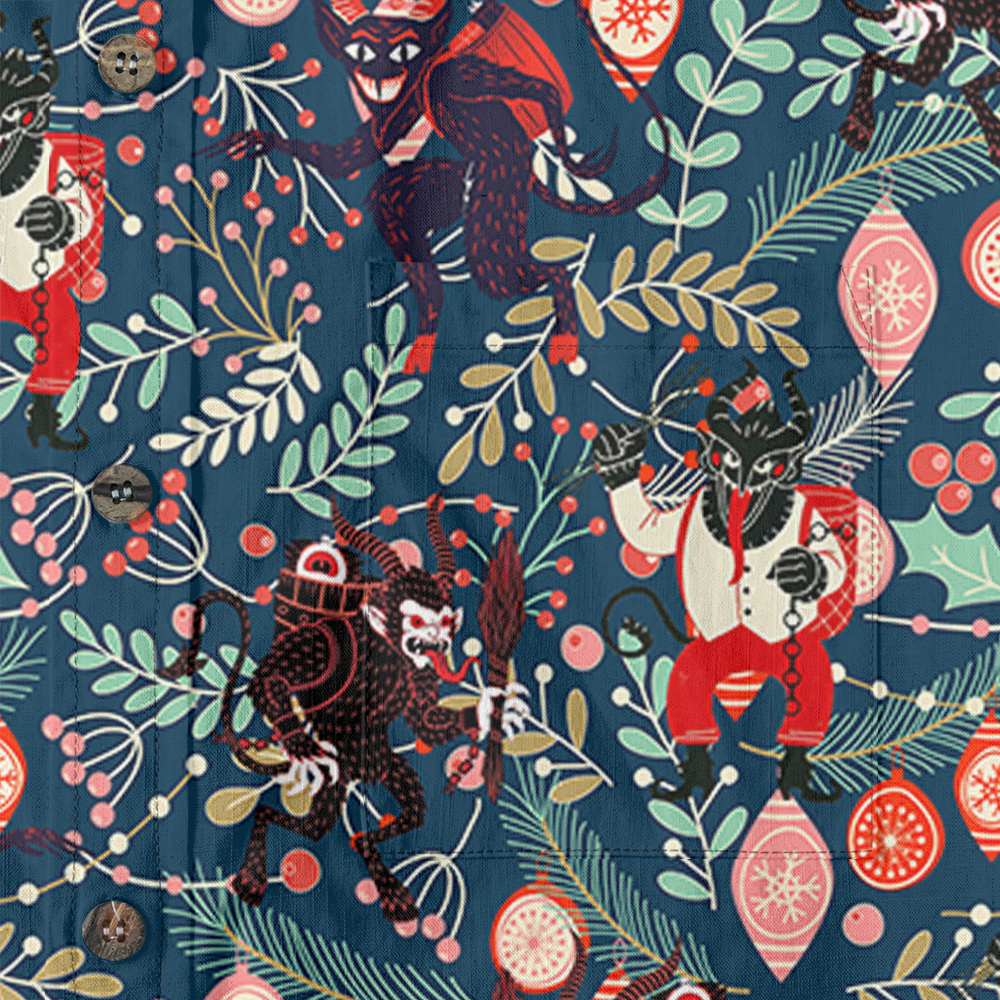 Krampus Jungle Print Button Down Cotton Shirt
