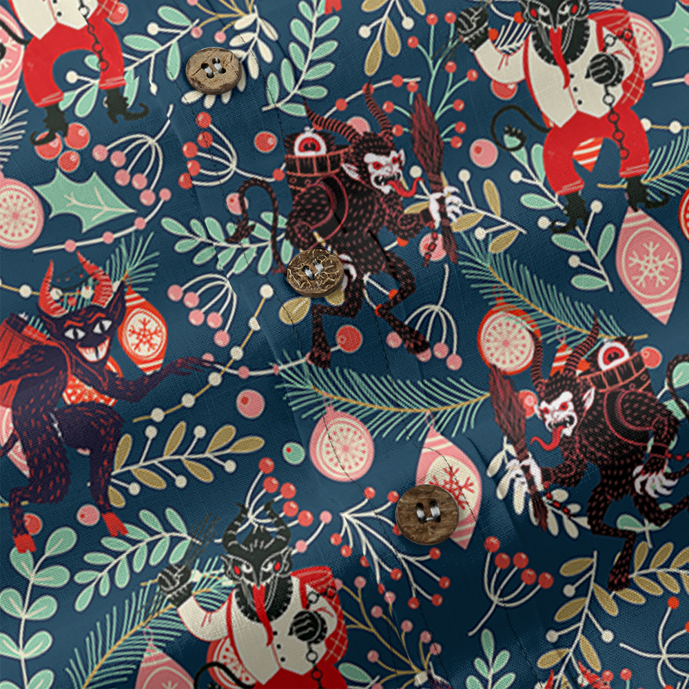 Krampus Jungle Print Button Down Cotton Shirt
